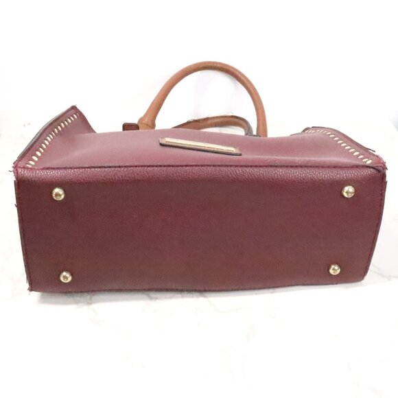 Andrew Marc New York Mahogany Burgandy Brown Vegan Leather Satchel Handbag Purse - Picture 9 of 15